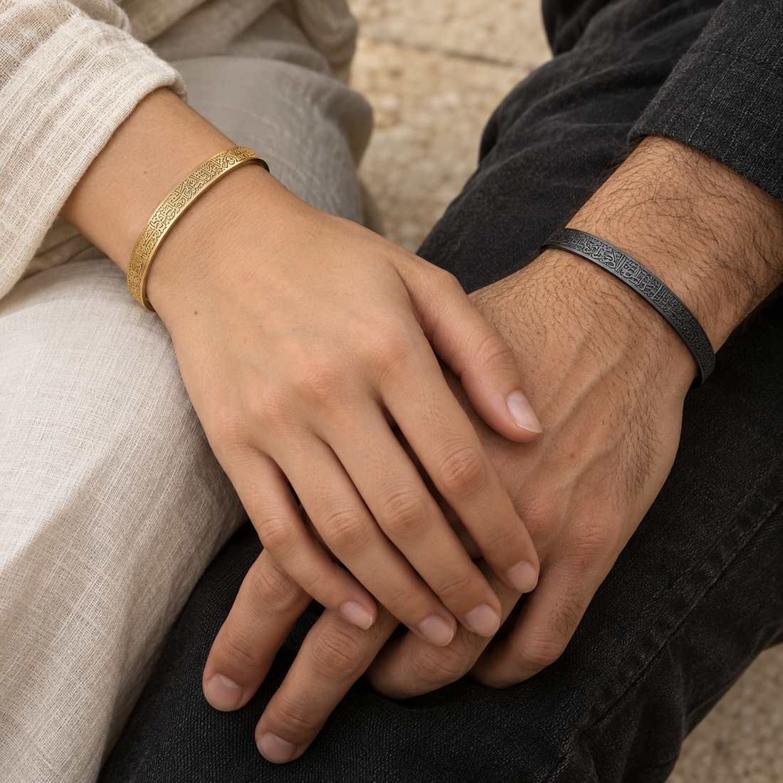 Black bangles worn